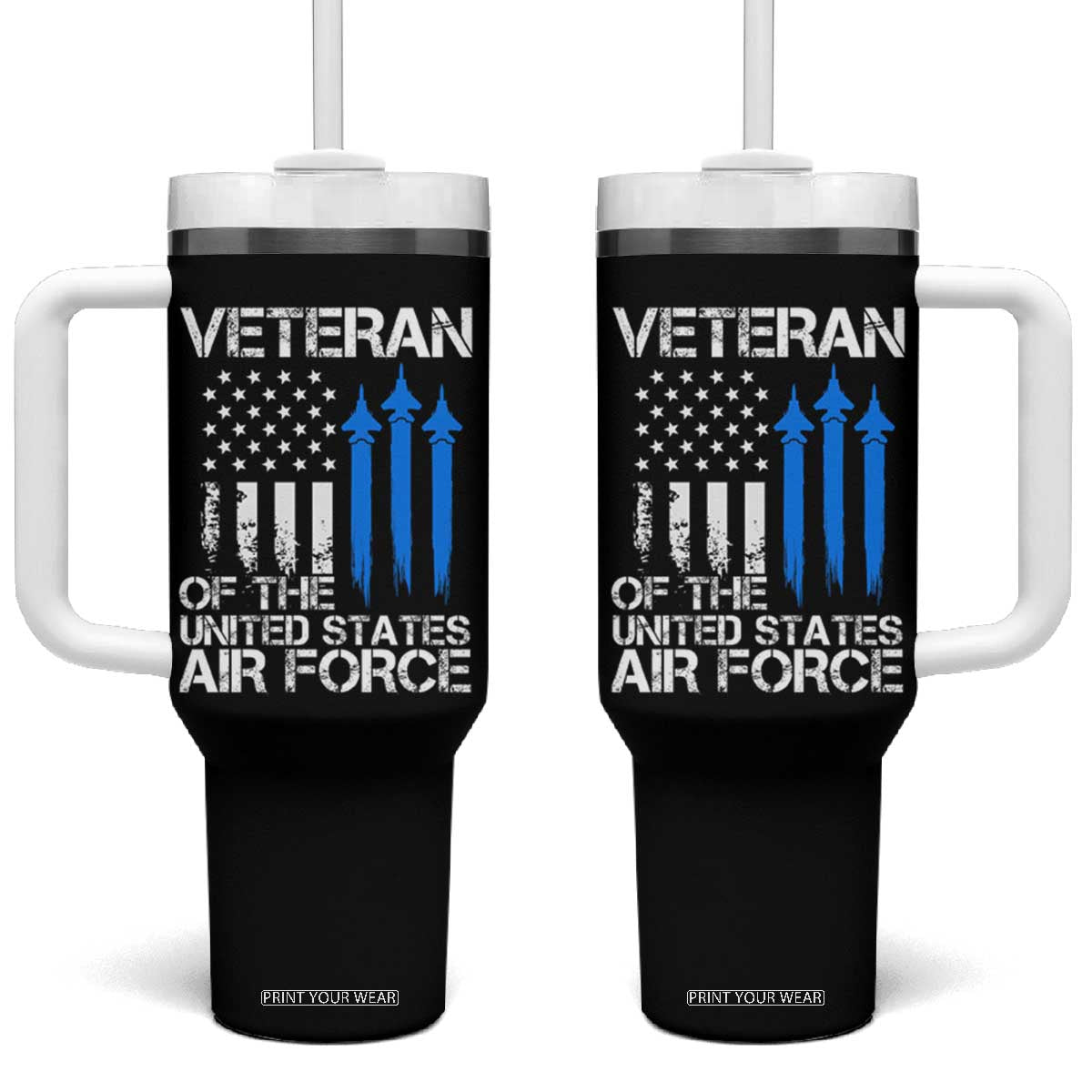 Veteran Of The United States Air Force Tumbler With Handle TS09 One Size: 40 oz Black Print Your Wear