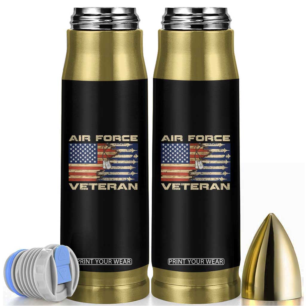 Air Force Veteran Bullet Tumbler American Flag Dog Tag TS09 Black Print Your Wear