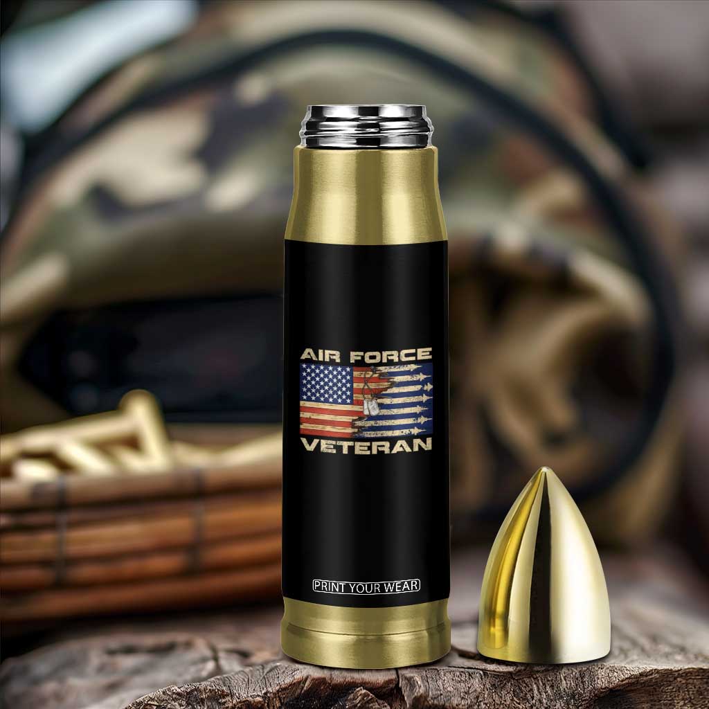 Air Force Veteran Bullet Tumbler American Flag Dog Tag TS09 Print Your Wear