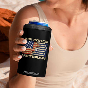 Air Force Veteran 4 in 1 Can Cooler Tumbler American Flag Dog Tag TS09 Print Your Wear