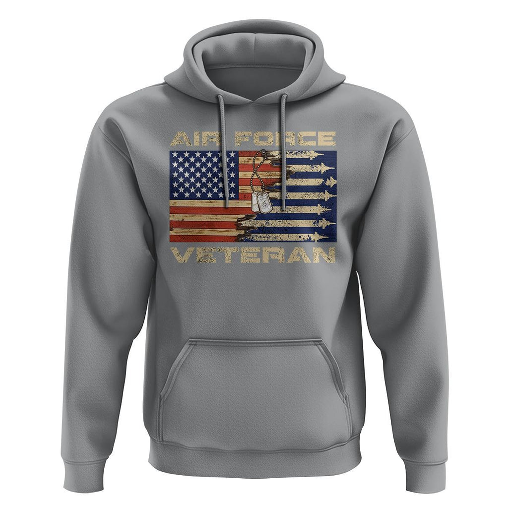 Air Force Veteran Hoodie American Flag Dog Tag TS09 Sport Gray Print Your Wear