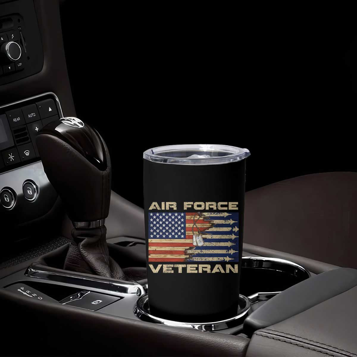 Air Force Veteran Tumbler Cup American Flag Dog Tag TS09 Print Your Wear