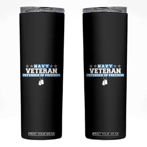 Navy Veteran Skinny Tumbler Defender Of Freedom TS09 Black Print Your Wear