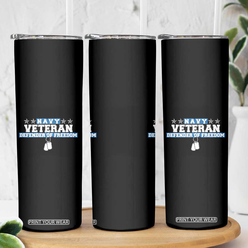 Navy Veteran Skinny Tumbler Defender Of Freedom TS09 Print Your Wear