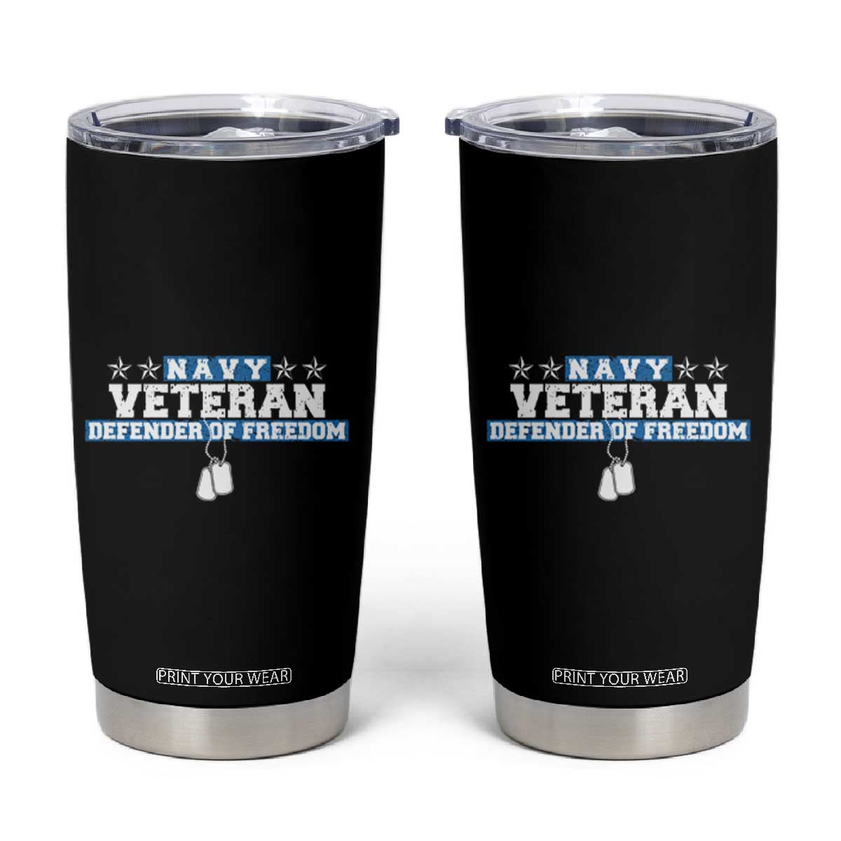 Navy Veteran Tumbler Cup Defender Of Freedom TS09 Black Print Your Wear