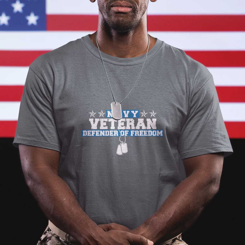 Navy Veteran T Shirt Defender Of Freedom TS09 Charcoal Print Your Wear