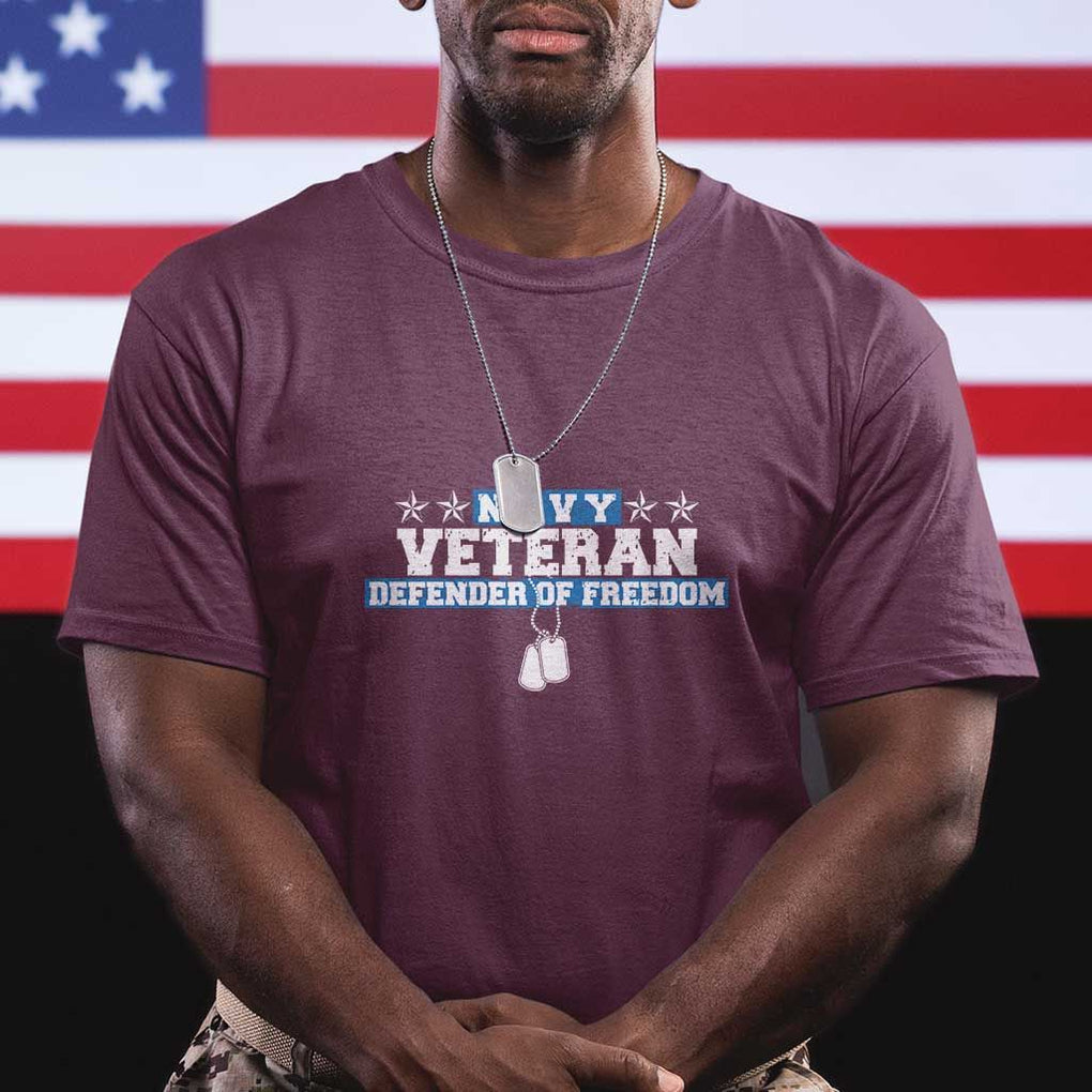 Navy Veteran T Shirt Defender Of Freedom TS09 Maroon Print Your Wear