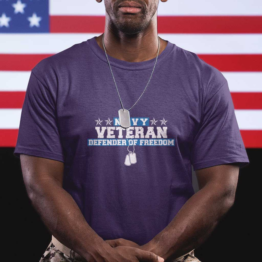 Navy Veteran T Shirt Defender Of Freedom TS09 Purple Print Your Wear