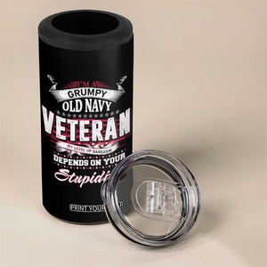 Grumpy Old Navy Veteran 4 in 1 Can Cooler Tumbler My Level Of Sarcasm Depends On Your Level Of Stupidity TS09 Print Your Wear
