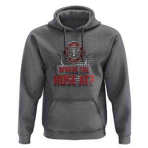Funny Firefighter Hoodie Where The Hose At? Fireman Pun Joke TS09 Charcoal Print Your Wear