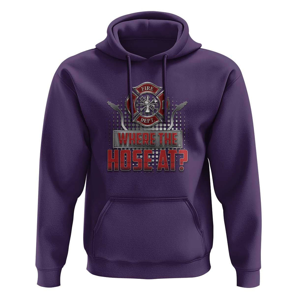 Funny Firefighter Hoodie Where The Hose At? Fireman Pun Joke TS09 Purple Print Your Wear