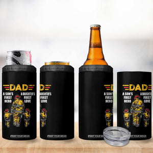Firefighter Dad 4 in 1 Can Cooler Tumbler A Son's First Hero A Daughter's First Love Father's Day TS09 Print Your Wear