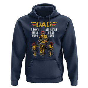 Firefighter Dad Hoodie A Son's First Hero A Daughter's First Love Father's Day TS09 Navy Print Your Wear