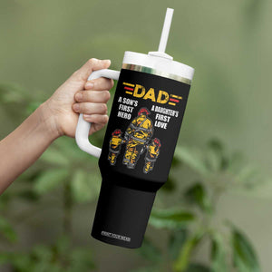 Firefighter Dad Tumbler With Handle A Son's First Hero A Daughter's First Love Father's Day TS09 Print Your Wear