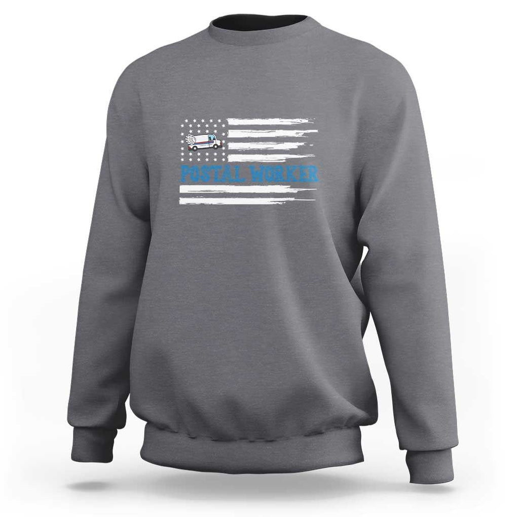 USA Flag Mailman Mail Lady Postal Worker Sweatshirt TS09 Charcoal Print Your Wear