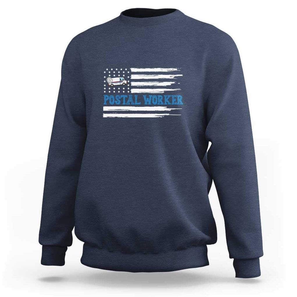 USA Flag Mailman Mail Lady Postal Worker Sweatshirt TS09 Navy Print Your Wear