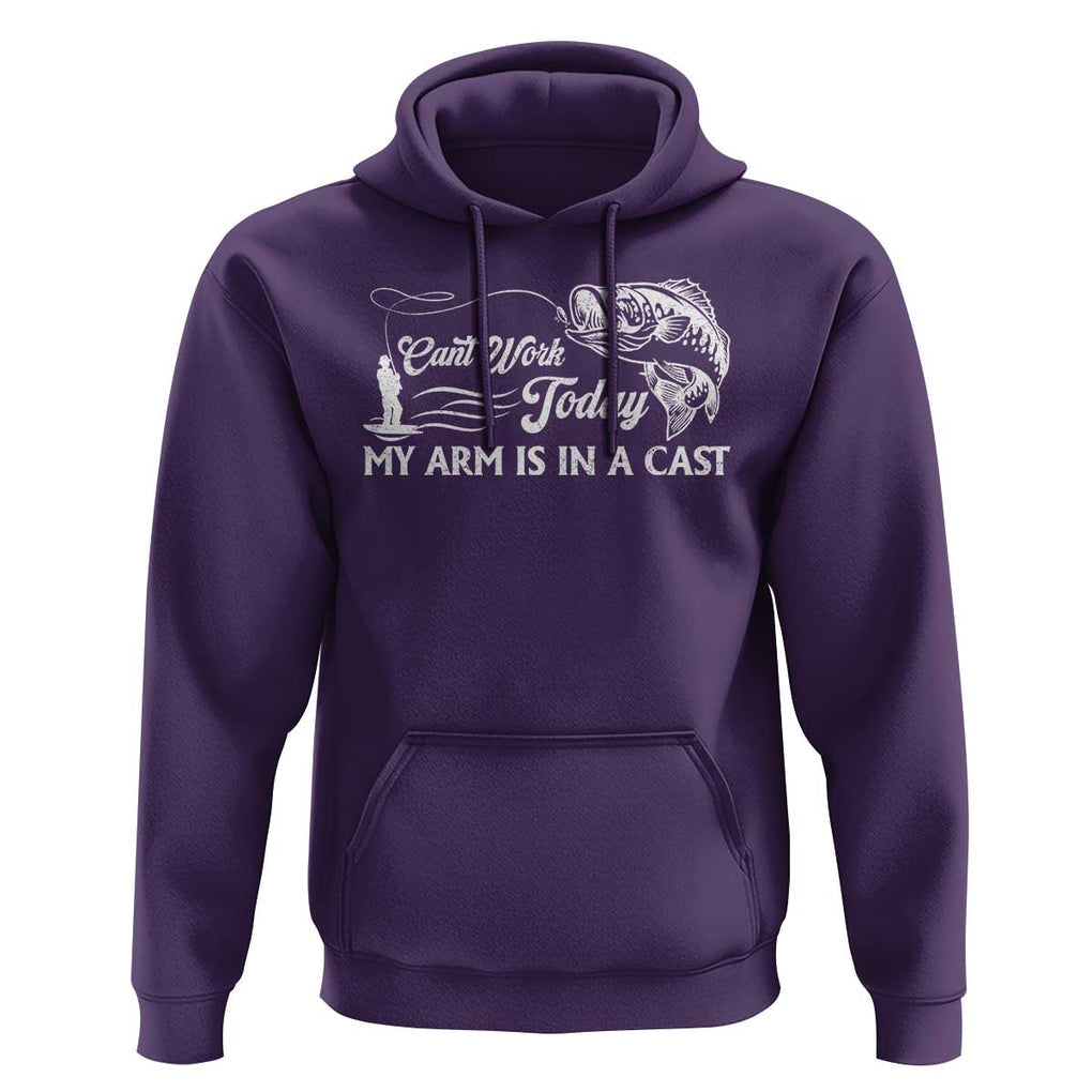 Funny Fishing Hoodie Can't Work Today My Arm Is in A Cast TS09 Purple Print Your Wear