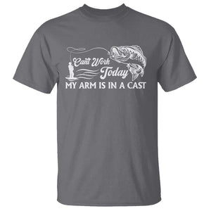 Funny Fishing T Shirt Can't Work Today My Arm Is in A Cast TS09 Charcoal Print Your Wear