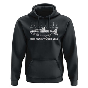 Funny Fishing Hoodie Fish More Worry Less TS09 Black Print Your Wear