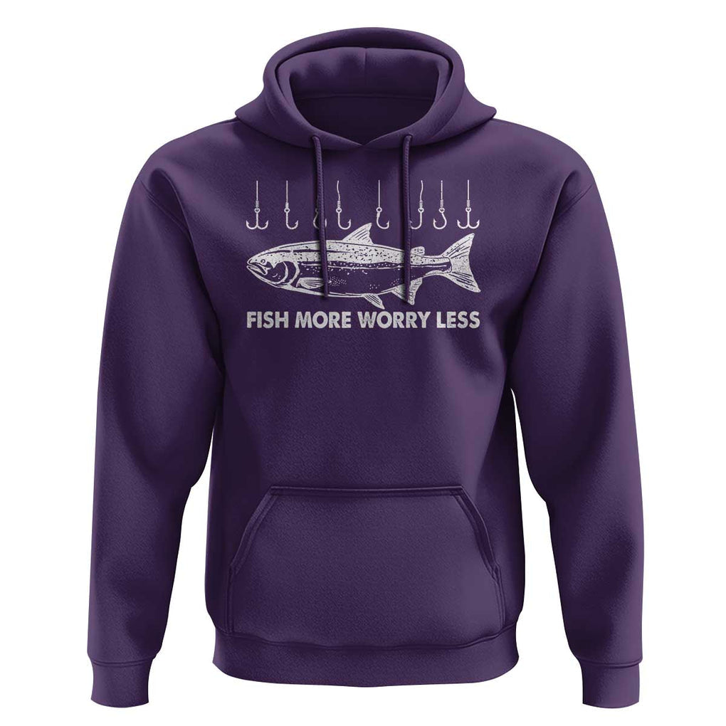 Funny Fishing Hoodie Fish More Worry Less TS09 Purple Print Your Wear
