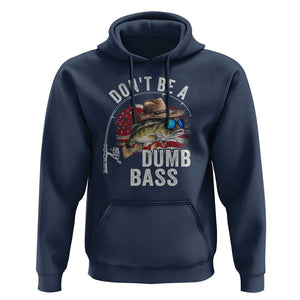 Funny Fishing Hoodie Don't Be A Dumb Bass America Flag TS09 Navy Print Your Wear