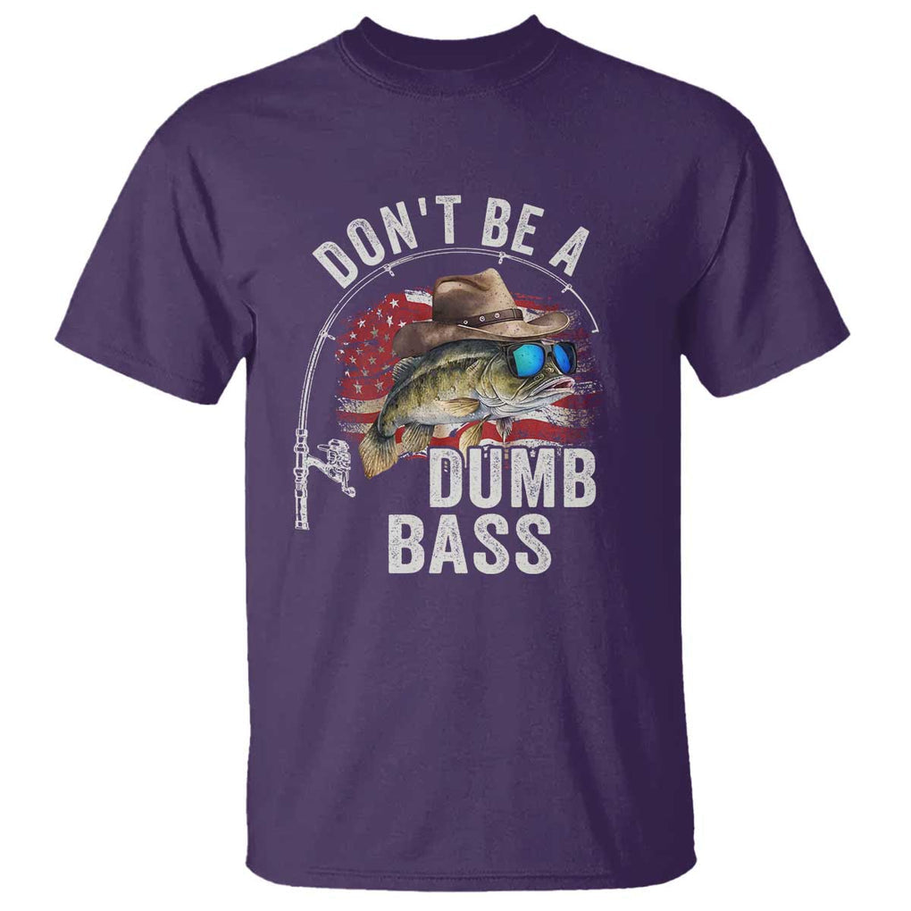 Funny Fishing T Shirt Don't Be A Dumb Bass America Flag TS09 Purple Print Your Wear