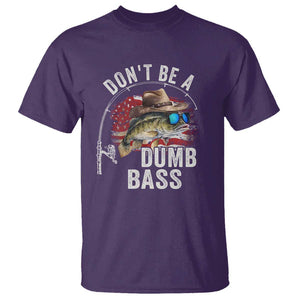 Funny Fishing T Shirt Don't Be A Dumb Bass America Flag TS09 Purple Print Your Wear