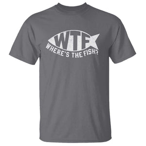 Funny Fishing T Shirt WTF Where's The Fish TS09 Charcoal Print Your Wear