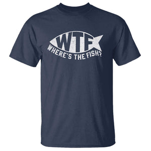 Funny Fishing T Shirt WTF Where's The Fish TS09 Navy Print Your Wear