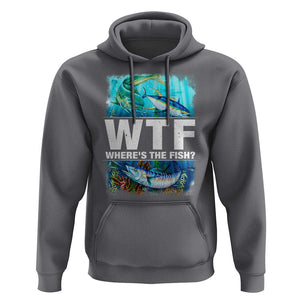 WTF Where's The Fish Fisherman Hoodie TS09 Charcoal Print Your Wear