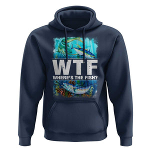 WTF Where's The Fish Fisherman Hoodie TS09 Navy Print Your Wear