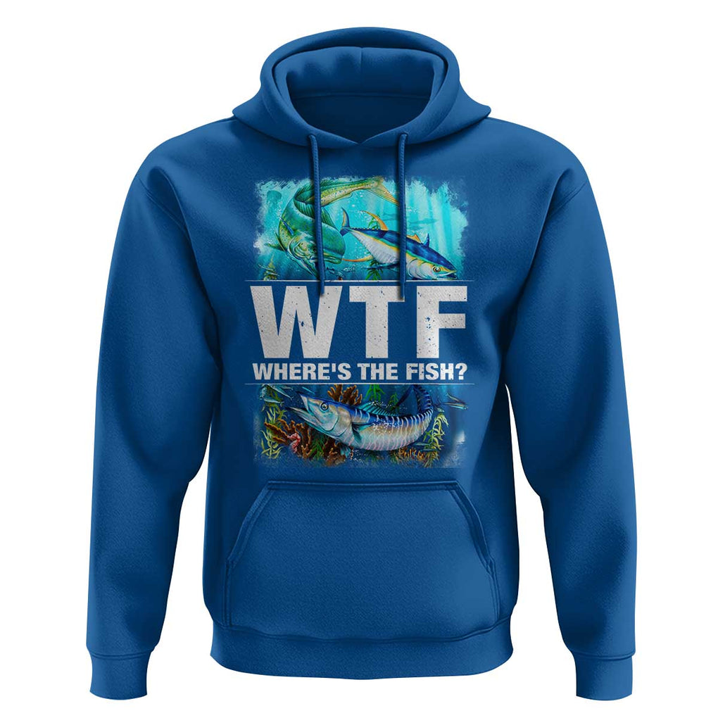 WTF Where's The Fish Fisherman Hoodie TS09 Royal Blue Print Your Wear
