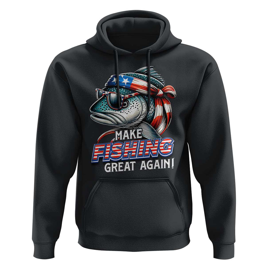 Funny Fishing Hoodie Make Fishing Great Again Cool Fish America Flag TS09 Black Print Your Wear