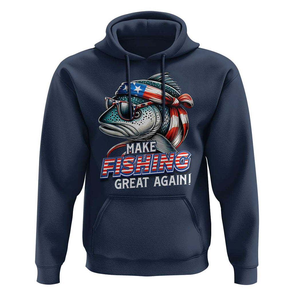 Funny Fishing Hoodie Make Fishing Great Again Cool Fish America Flag TS09 Navy Print Your Wear