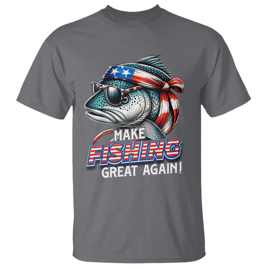 Funny Fishing T Shirt Make Fishing Great Again Cool Fish America Flag TS09 Charcoal Print Your Wear