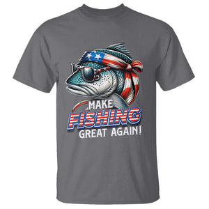 Funny Fishing T Shirt Make Fishing Great Again Cool Fish America Flag TS09 Charcoal Print Your Wear