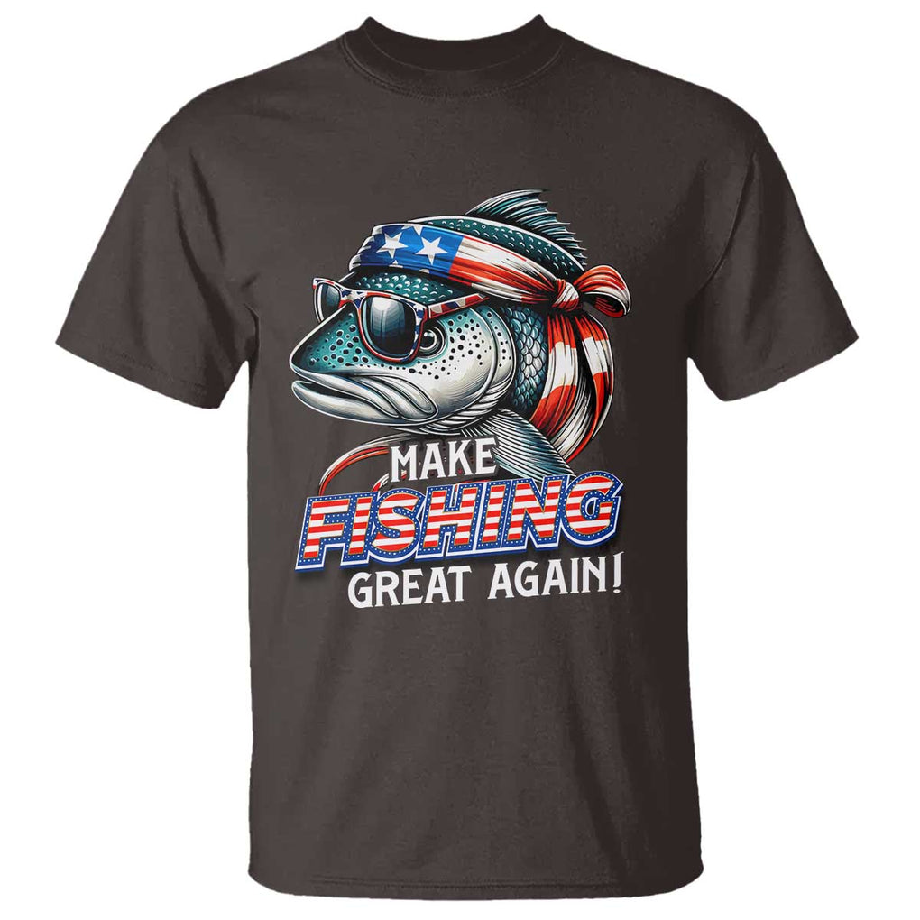 Funny Fishing T Shirt Make Fishing Great Again Cool Fish America Flag TS09 Dark Chocolate Print Your Wear