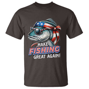 Funny Fishing T Shirt Make Fishing Great Again Cool Fish America Flag TS09 Dark Chocolate Print Your Wear