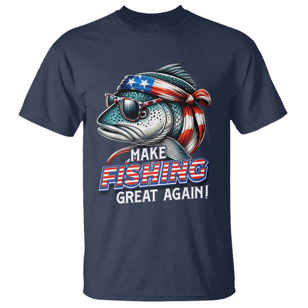 Funny Fishing T Shirt Make Fishing Great Again Cool Fish America Flag TS09 Navy Print Your Wear