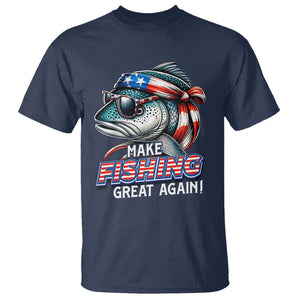 Funny Fishing T Shirt Make Fishing Great Again Cool Fish America Flag TS09 Navy Print Your Wear