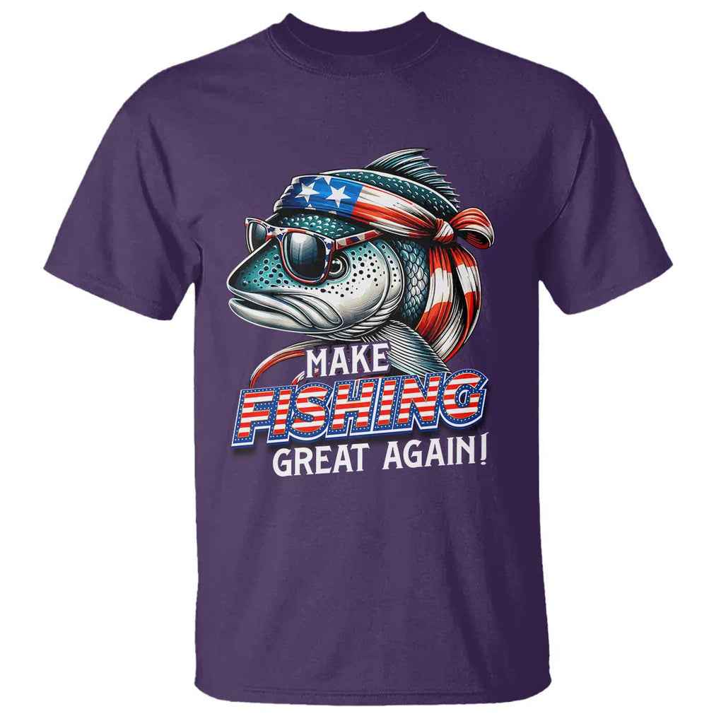 Funny Fishing T Shirt Make Fishing Great Again Cool Fish America Flag TS09 Purple Print Your Wear