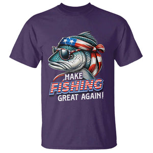 Funny Fishing T Shirt Make Fishing Great Again Cool Fish America Flag TS09 Purple Print Your Wear