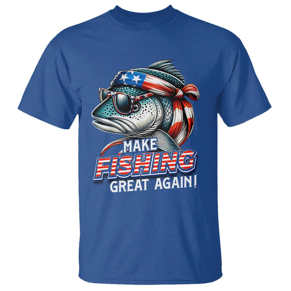 Funny Fishing T Shirt Make Fishing Great Again Cool Fish America Flag TS09 Royal Blue Print Your Wear