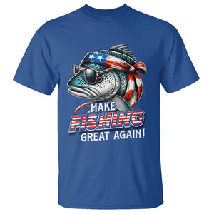 Funny Fishing T Shirt Make Fishing Great Again Cool Fish America Flag TS09 Royal Blue Print Your Wear