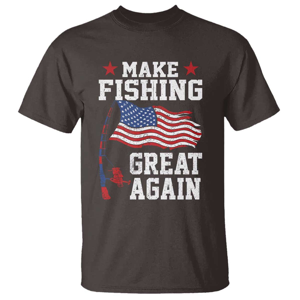 Funny Fisherman T Shirt Make Fishing Great Again America Flag TS09 Dark Chocolate Print Your Wear