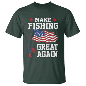 Funny Fisherman T Shirt Make Fishing Great Again America Flag TS09 Dark Forest Green Print Your Wear