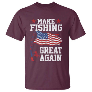 Funny Fisherman T Shirt Make Fishing Great Again America Flag TS09 Maroon Print Your Wear