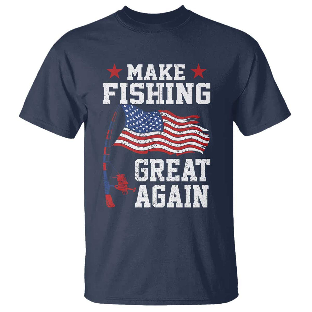 Funny Fisherman T Shirt Make Fishing Great Again America Flag TS09 Navy Print Your Wear