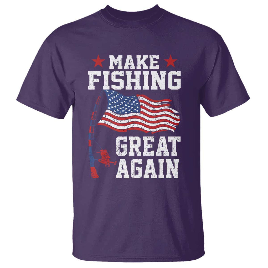 Funny Fisherman T Shirt Make Fishing Great Again America Flag TS09 Purple Print Your Wear