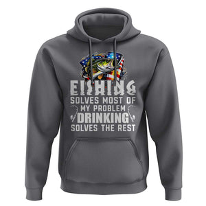 Funny Fishing Drinking Hoodie Fishing Solves Most Of My Problems Drinking Solves The Rest TS09 Charcoal Print Your Wear